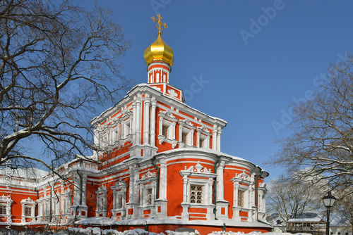 Novodevichy Convent also known as Bogoroditse Smolensky Monastery in Moscow, Russia. Assumption Cathedral (1685 – 1687)