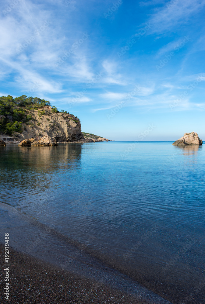 The coast on a blue day in Ibiza