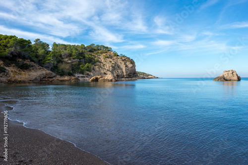 The coast on a blue day in Ibiza