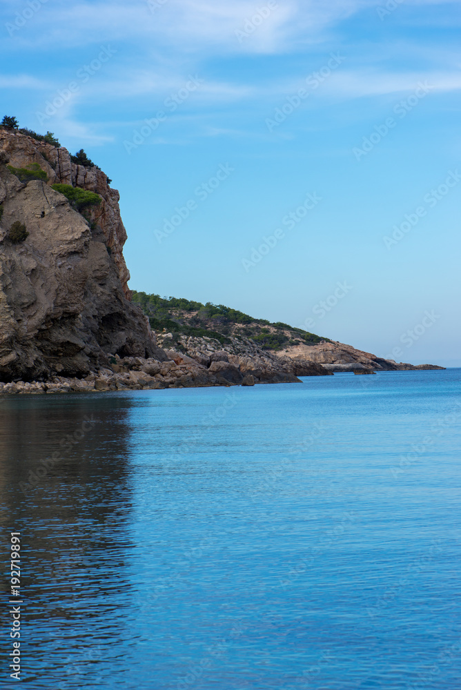 The coast on a blue day in Ibiza