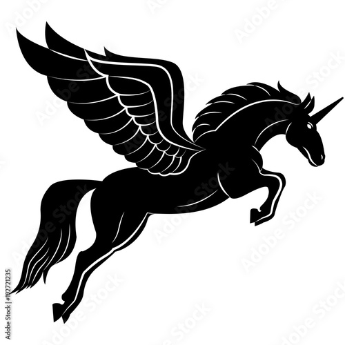 Wallpaper Mural Vector image of a silhouette of a mythical creature of pegasus on a white background
