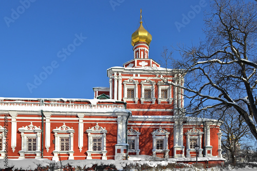 Famous Novodevichy Convent also known as Bogoroditse Smolensky Monastery in Moscow, Russia. Assumption Cathedral (1685 – 1687) photo