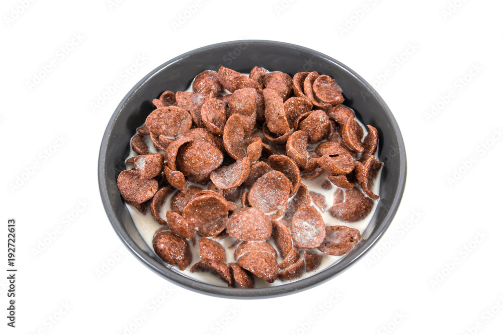 Obraz premium Cornflakes with milk in bowl isolated on white background
