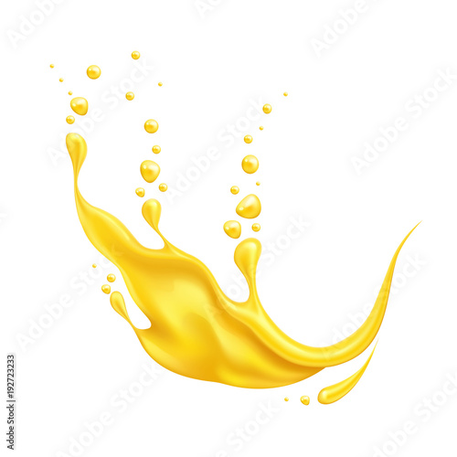 Vector realistic orange pineapple juice splash