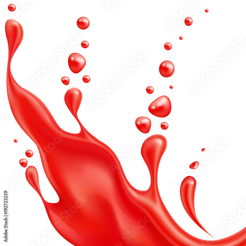 Vector realistic red tomato juice splash paint