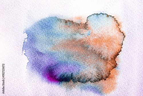 Abstract art hand paint cloud shape on white textured paper. Watercolor stains. Watercolor banner.