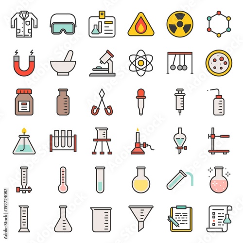 laboratory equipment, chemistry analytical concept, filled outline icon