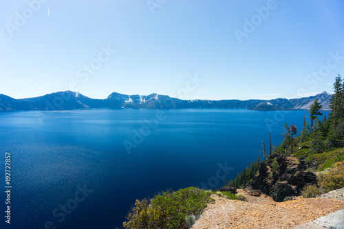 Crater Lake with mountains