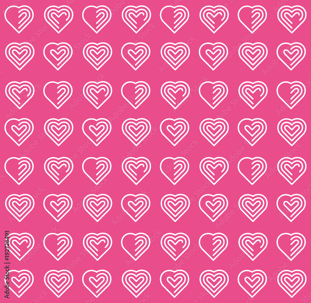 Heart Icons Line Vector Seamless Pattern Background , Love Symbol  Valentine's Day