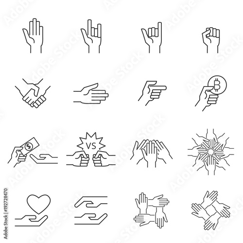 hand icon line vector