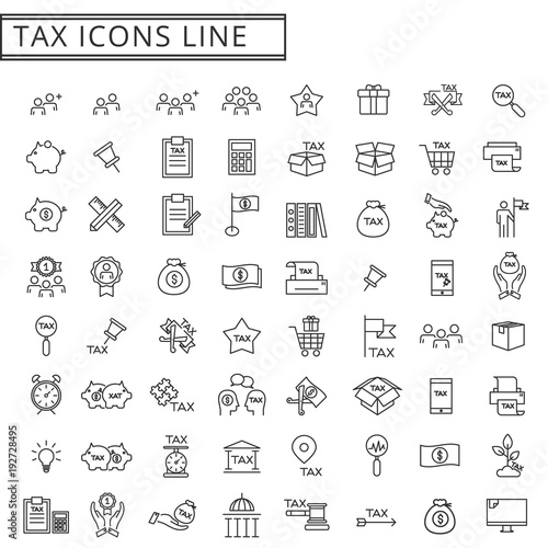 tax icons line set vector illustration