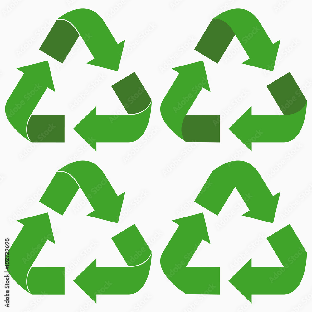 Green recycle arrows set. Vector illustration. Green recycle arrows set. Vector illustration.