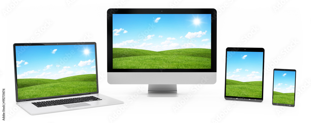 Modern digital silver tech device 3D rendering Modern digital silver tech device 3D rendering