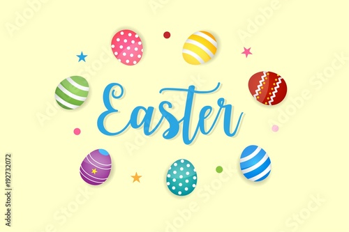Happy Easter Eggs Vector Vector Illustration Yellow Background