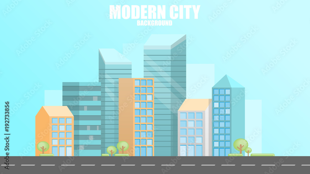 Urban modern city background, vector illustration