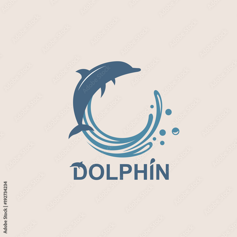 Fototapeta premium streszczenie godło skoków delfinów i fal morskich