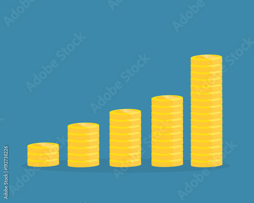 Piles of coins.Financial growth up concept .Vector design for business.