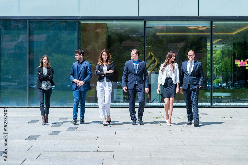 Portrait Of young successfull Business Team Outside Office. Portrait Of young successfull Business Team Outside Office.