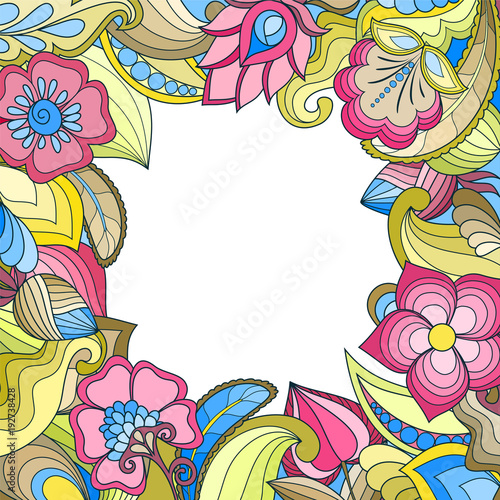 The  Background with drawn  flowers and plants for decoration