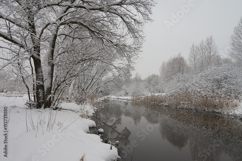 Beautiful winter scene on Yauza river