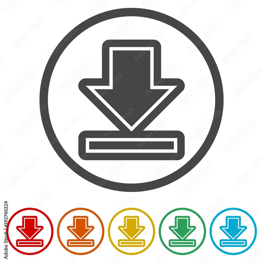 Download icon, Upload button, Load symbol, 6 Colors Included Download icon, Upload button, Load symbol, 6 Colors Included