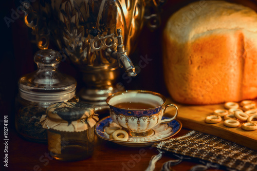 Russian traditional tea with samovar