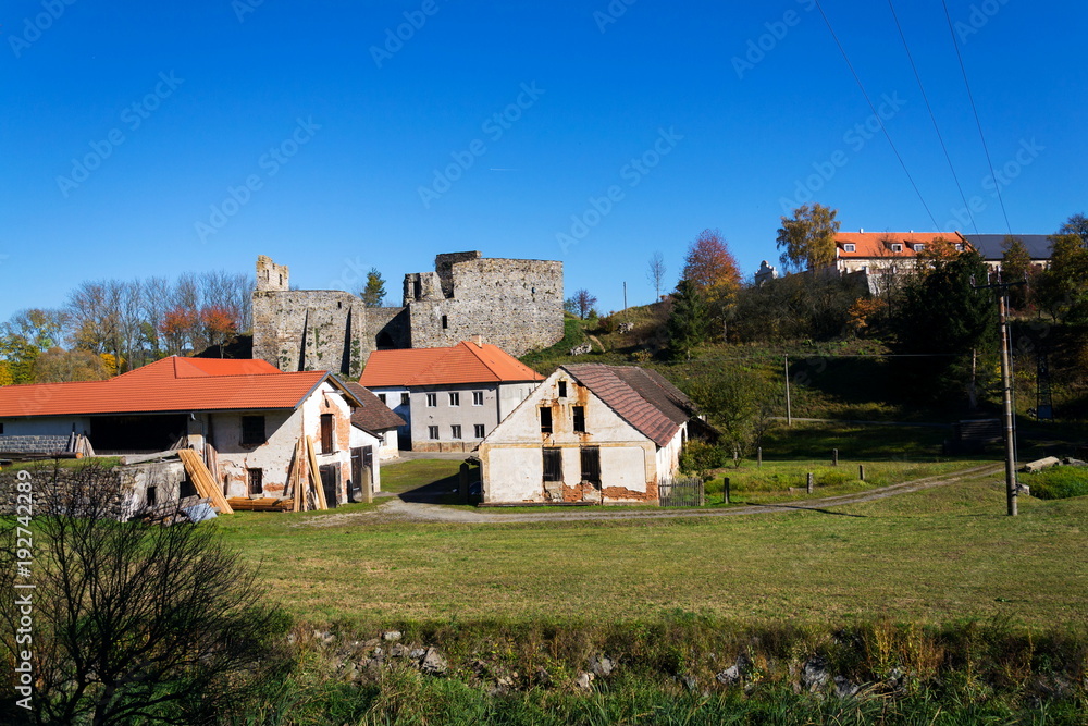 Borotin Castle Ruins in sunny autumn day, South Bohemian region, Czech Republic Borotin Castle Ruins in sunny autumn day, South Bohemian region, Czech Republic