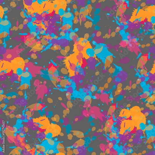 Seamless pattern with paint splatters.Colorful paint splashes background.