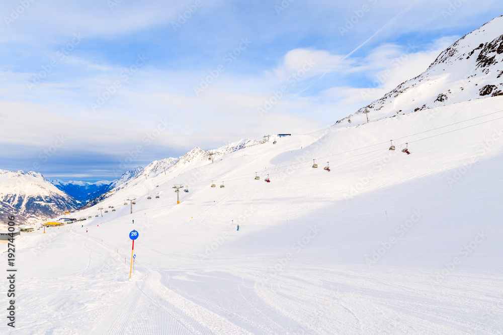 Beautiful ski slope and mountains in winter season in Obergurgl ski area, Tirol, Austria