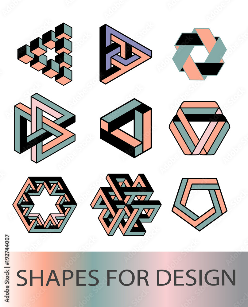 Set of icons, geometric logo Set of icons, geometric logo