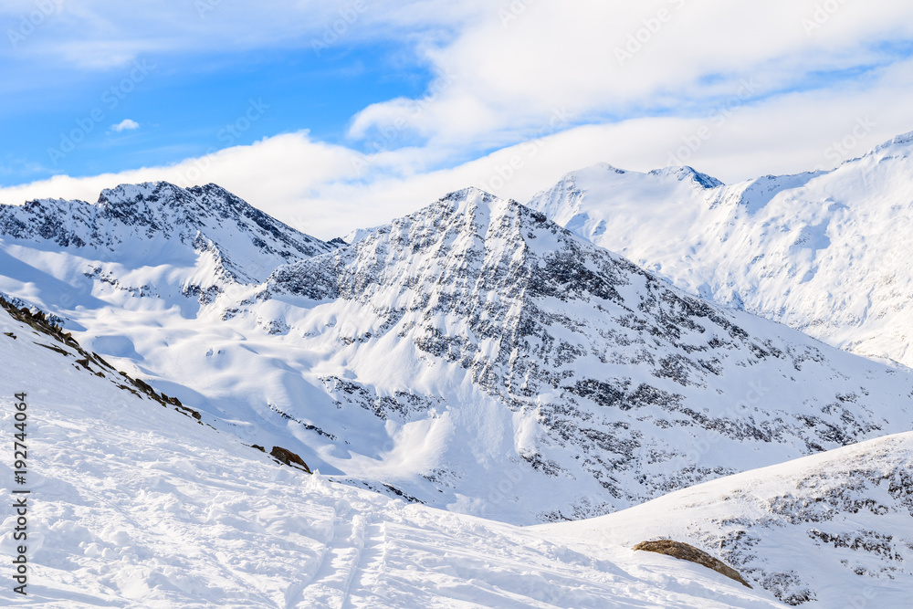 View of beautiful mountains covered with fresh snow during winter season, Obergurgl-Hochgurgl ski area, Austria View of beautiful mountains covered with fresh snow during winter season, Obergurgl-Hochgurgl ski area, Austria