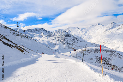 Beautiful ski slope and mountains in winter season in Hochgurgl-Obergurgl ski area, Tirol, Austria