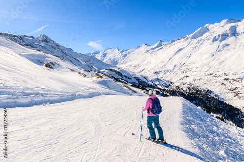 Young woman skier on ski slope in winter season in Hochgurgl-Obergurgl mountain resort, Austria © pkazmierczak