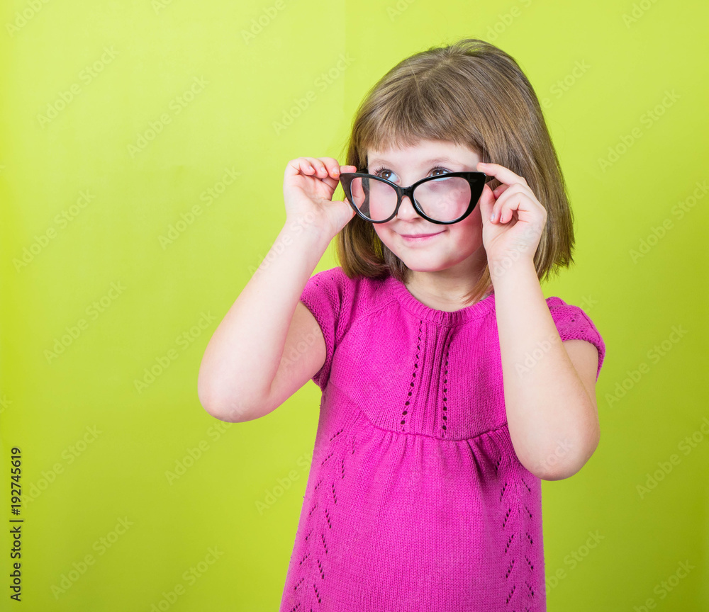 smiling little girl with glasses smiling little girl with glasses