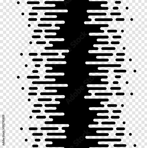 Vector Halftone Transition Abstract Wallpaper Pattern. Seamless Black And White Irregular Rounded Lines Background