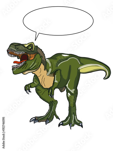 realistic dinosaur illustration cartoon speech bubble