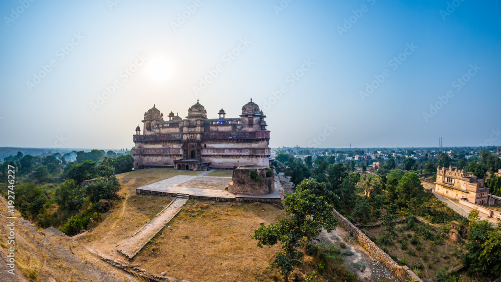 Orchha Palace, Madhya Pradesh. Also spelled Orcha, famous travel destination in India. Wide angle. Orchha Palace, Madhya Pradesh. Also spelled Orcha, famous travel destination in India. Wide angle.