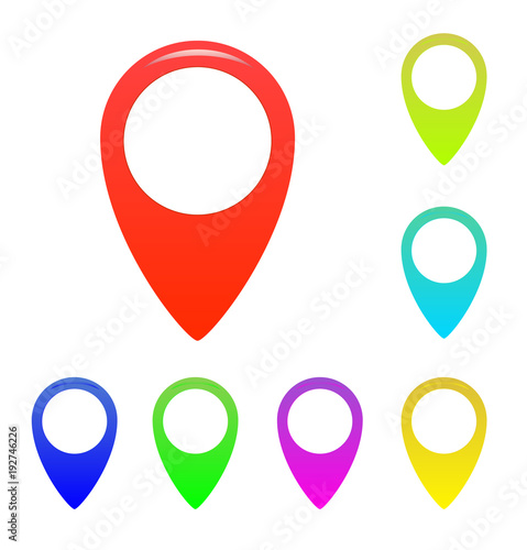 Map marker, map pin vector. Map markers with circles with blank space.