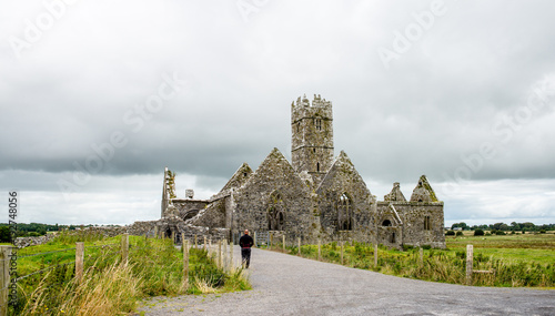 Landscapes of Ireland. Ruins of Ross Errilly Friary Convent in Galway County. National Monument and best preserved monastery. photo