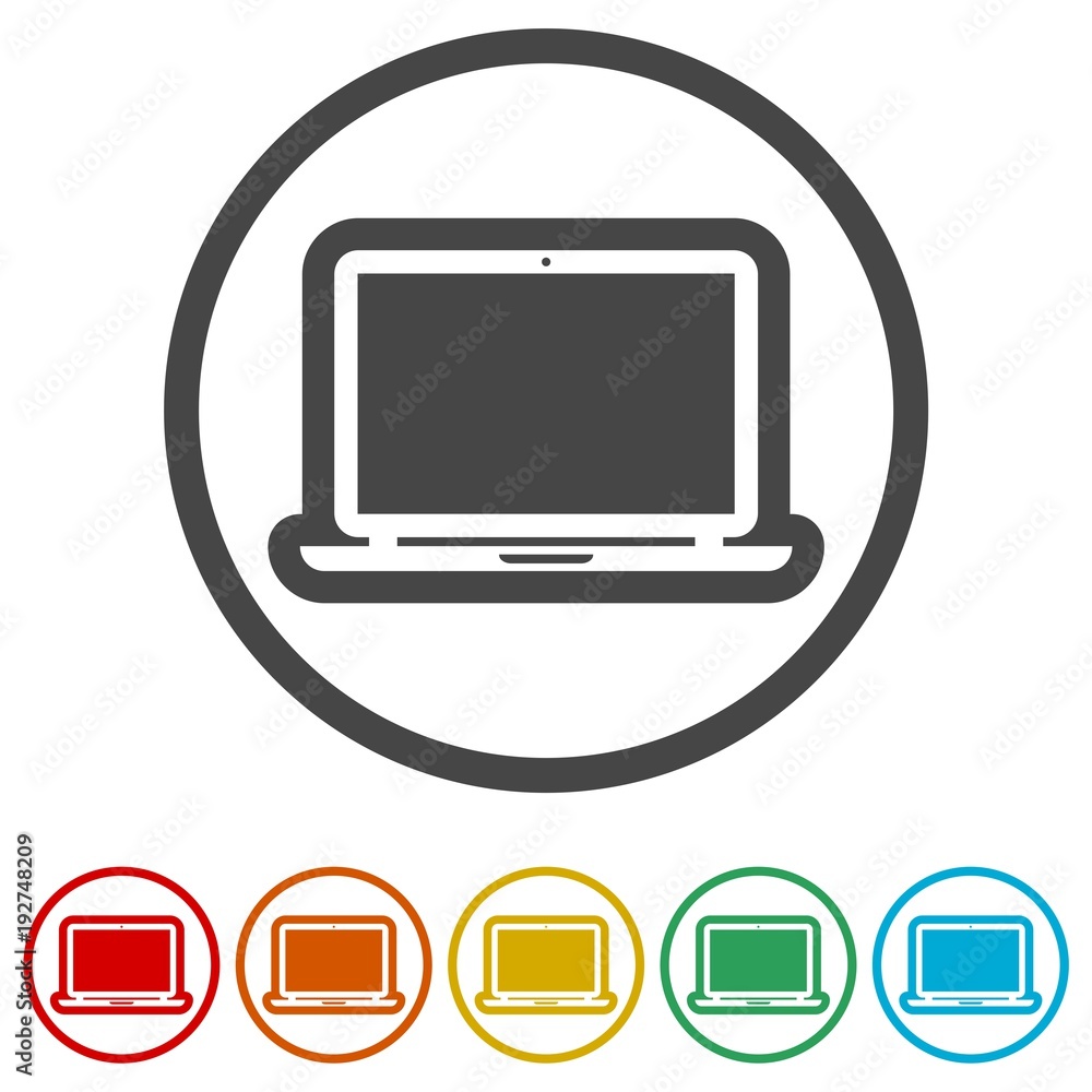Icon of laptop, 6 Colors Included Icon of laptop, 6 Colors Included