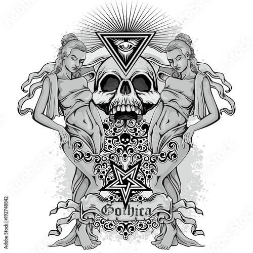 grunge skull coat of arms