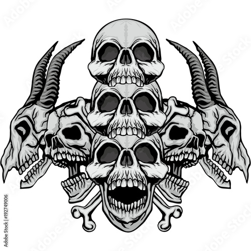 grunge skull coat of arms