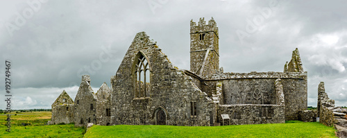 Landscapes of Ireland. Ruins of Ross Errilly Friary Convent in Galway County. National Monument and best preserved monastery.
