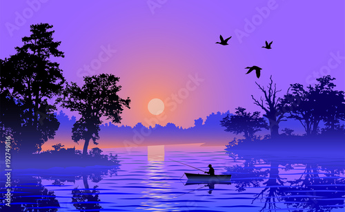 Sunrise fishing on the river.