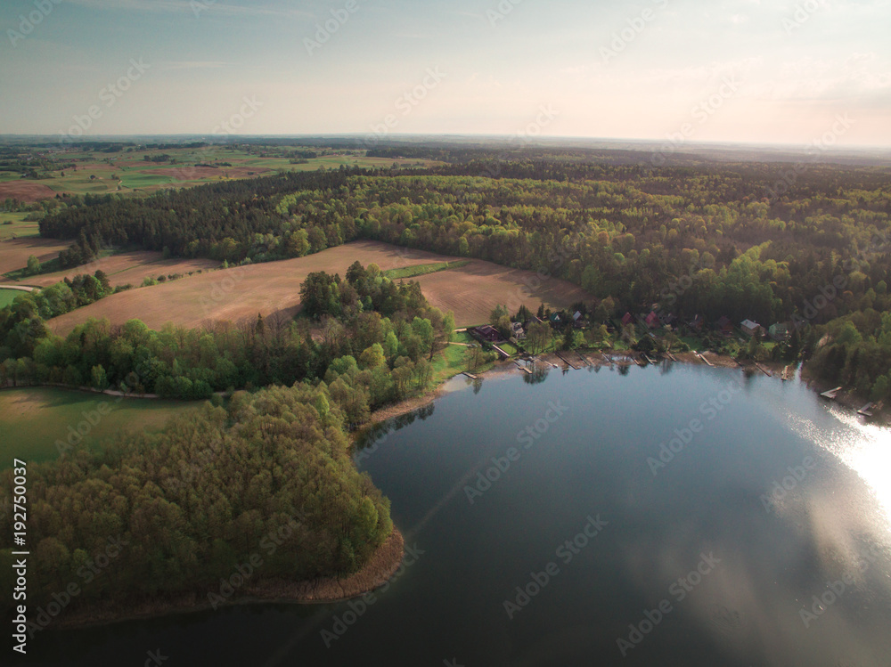 Obraz premium View of the river and forest from a height