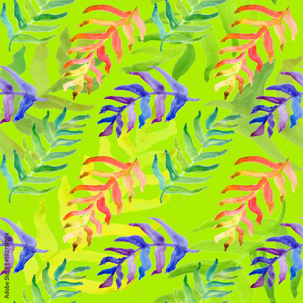 Naklejka premium Summer tropical pattern, background with palm leaves.