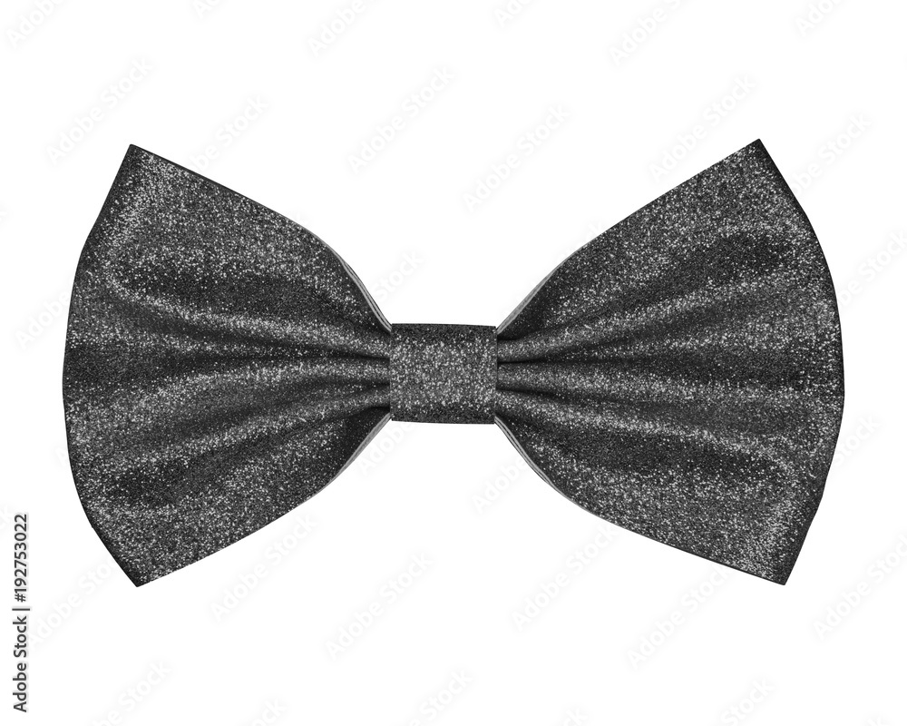 Black brocade glitter bow isolated on white Black brocade glitter bow isolated on white