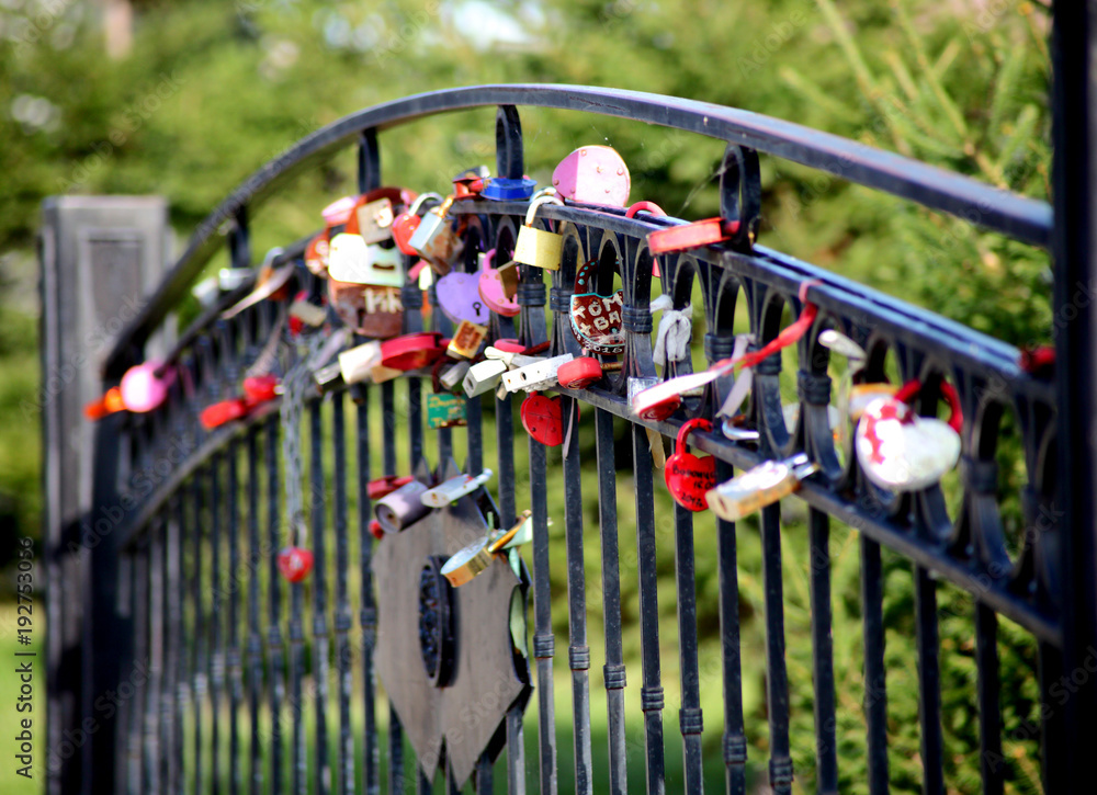 colored locks on the gate