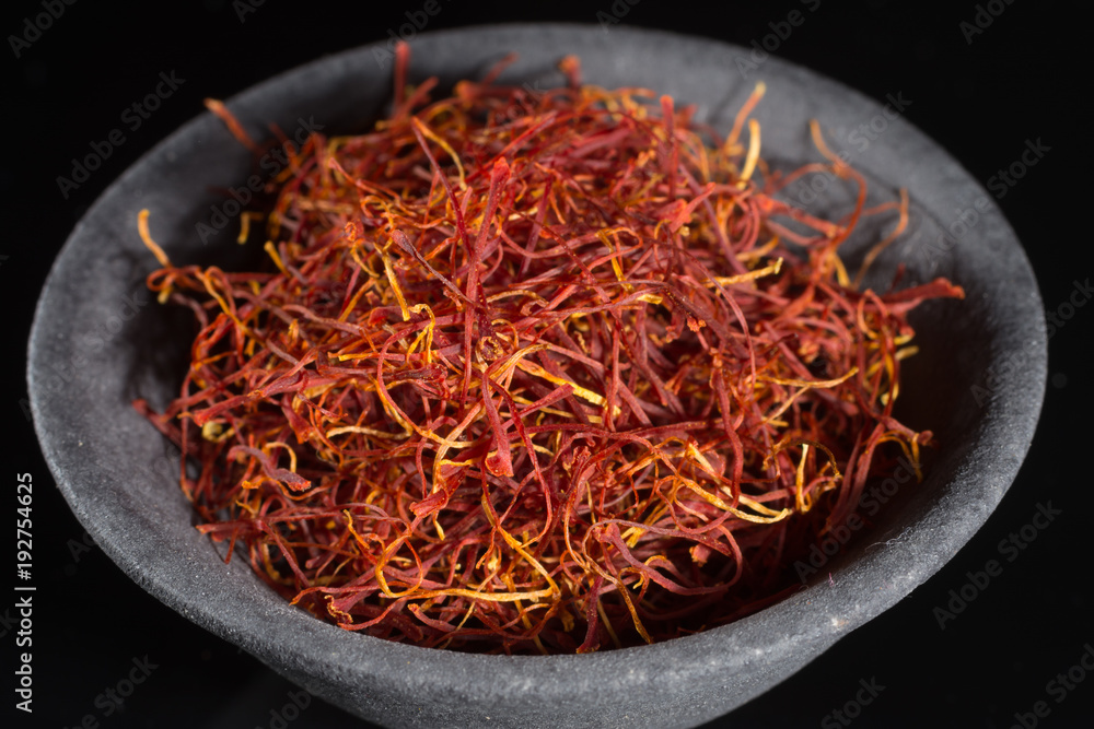 Fototapeta premium Macro collection, expensive real dried saffron spice close up