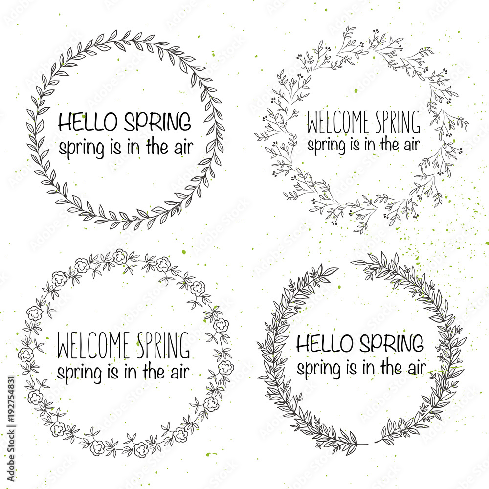 Hello Spring hand drawn card